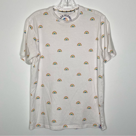 Free Planet Rainbow Print Crew Neck T-Shirt - Picture 1 of 6
